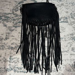 REVOLVE Black Fringe Crossbody Bag